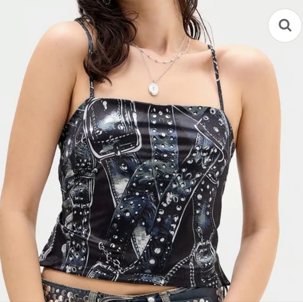 Urban Outfitters Silent + Noise Y2K Open Back Graphic Tank Indie Sleaze